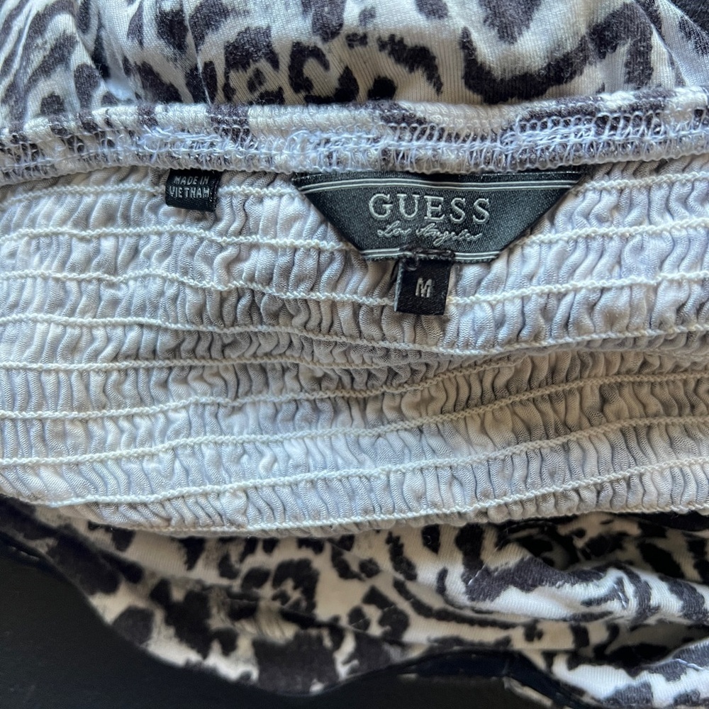 Guess Strapless Exotic Zebra White Leopard Print Maxi Dress Y2K Size M - Picture 6 of 8
